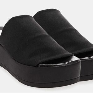 Steve Madden Black Platform Slide Sandals